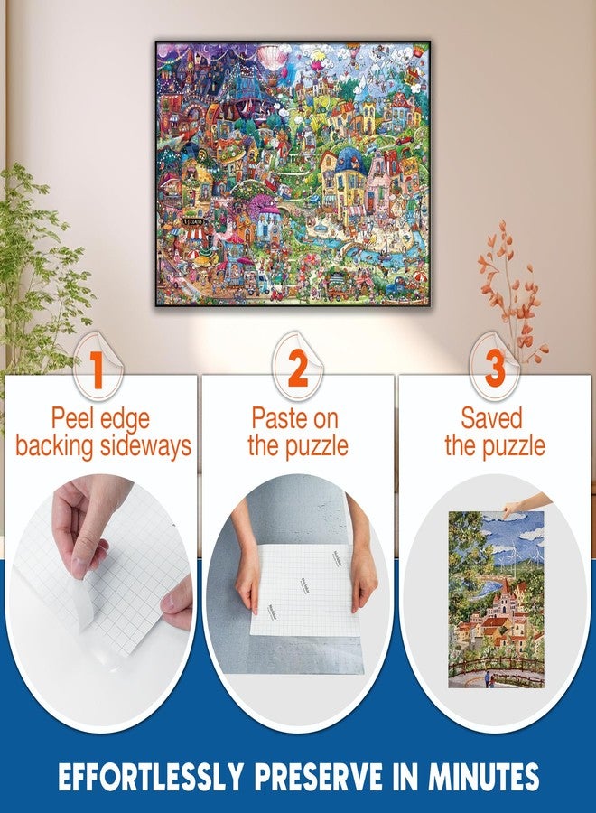 Nariolar Ultra-Adhesion Transparent Puzzle Glue Sheets, 32 Puzzle Saver Sheets for Preserving Up to 4x1000-Piece Jigsaws - Image 5